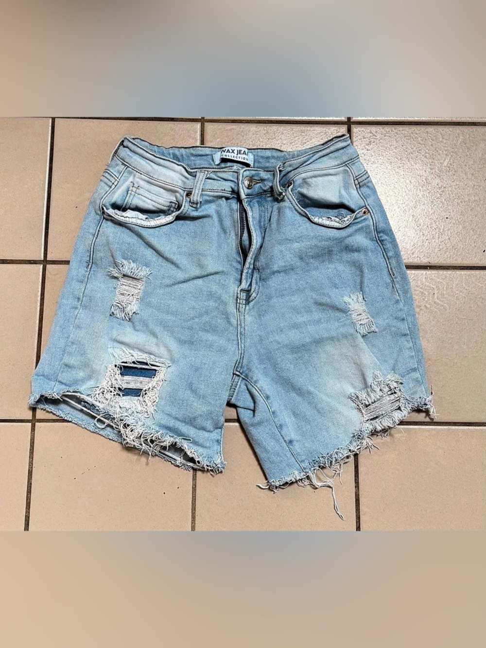 Wax Jean Collection Distressed Denim Jean Shorts in Blue Size 29
